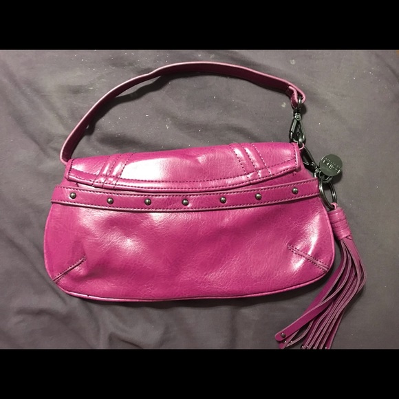 Like New Botkier Dark Magenta Deep Pink Studded Clutch Wristlet Hand Bag Purse - Picture 4 of 12